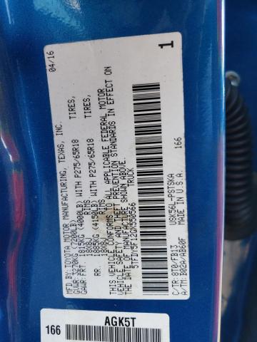 5TFDY5F12GX550566 - 2016 TOYOTA TUNDRA CREWMAX SR5 BLUE photo 12