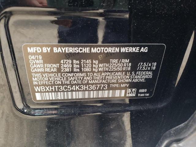 WBXHT3C54K3H36773 - 2019 BMW X1 XDRIVE28I BLACK photo 12