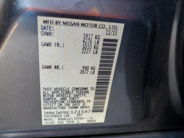 1N4AL3AP3GC121547 - 2016 NISSAN ALTIMA 2.5 GRAY photo 12