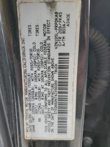 5TEGN92N74Z356089 - 2004 TOYOTA TACOMA DOUBLE CAB PRERUNNER BLACK photo 12
