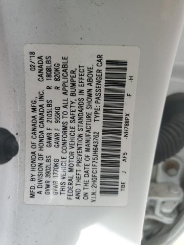 2HGFC1F75JH643762 - 2018 HONDA CIVIC EXL თეთრი ფოტო 12