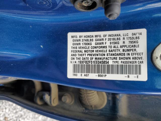 19XFB2F51EE045854 - 2014 HONDA CIVIC LX BLUE photo 13