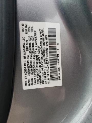 5FNRL3H42AB105956 - 2010 HONDA ODYSSEY EX SILVER photo 14