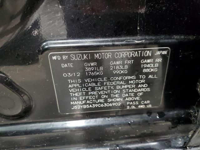 JS2YB5A39C6306902 - 2012 SUZUKI SX4 BLACK photo 13