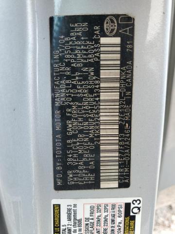 2T1KR32E55C413487 - 2005 TOYOTA COROLLA MA XR SILVER photo 14