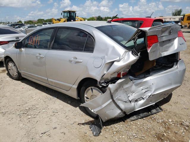 JHMFA36207S012115 - 2007 HONDA CIVIC HYBRID SILVER photo 3