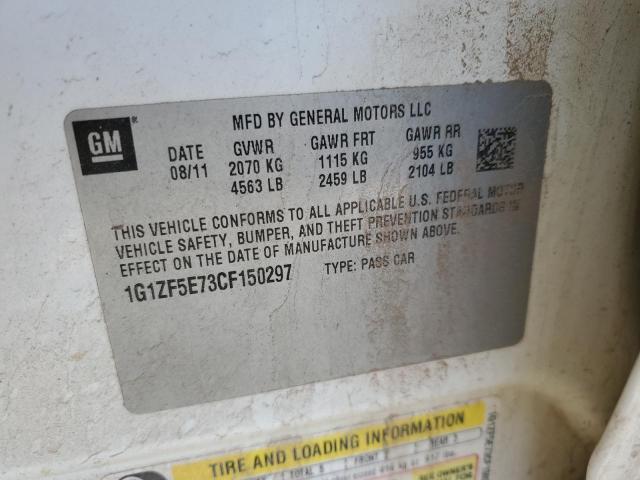 1G1ZF5E73CF150297 - 2012 CHEVROLET MALIBU 3LT თეთრი ფოტო 12