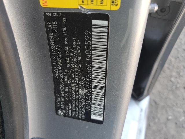 WBANN73556CN00599 - 2006 BMW 530 XIT SILVER photo 12