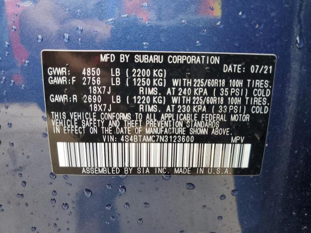 4S4BTAMC7N3123600 - 2022 SUBARU OUTBACK LIMITED BLUE photo 14