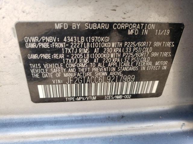 JF2GTACC6L9217989 - 2020 SUBARU CROSSTREK PREMIUM SILVER photo 13