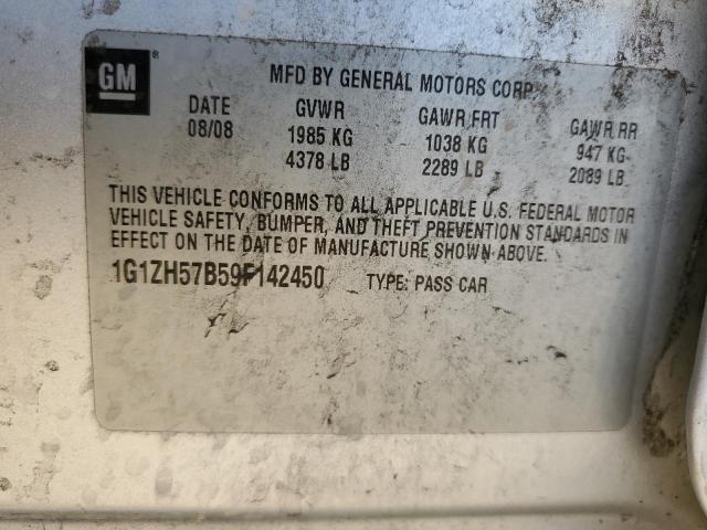 1G1ZH57B59F142450 - 2009 CHEVROLET MALIBU 1LT SILVER photo 12