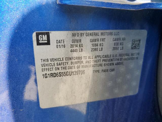 1G1RD6S55GU139706 - 2016 CHEVROLET VOLT LTZ BLUE photo 12