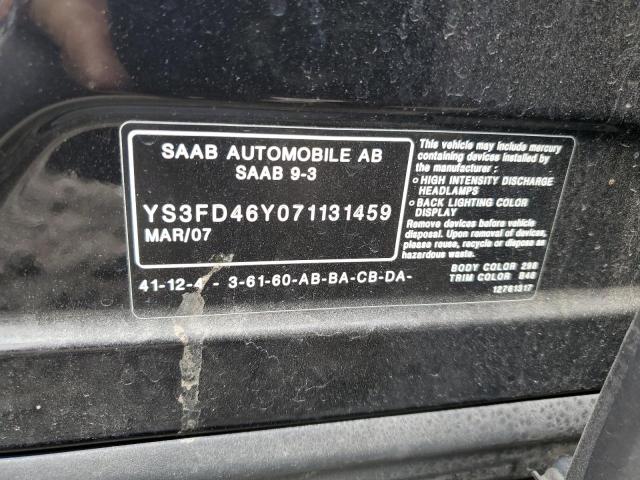 YS3FD46Y071131459 - 2007 SAAB 9 3 2.0T BLACK photo 13