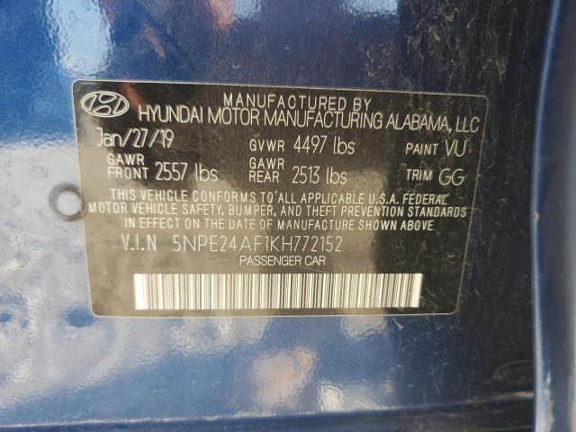 5NPE24AF1KH772152 - 2019 HYUNDAI SONATA SE BLUE photo 12