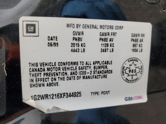 1G2WR1216XF344925 - 1999 PONTIAC GRAND PRIX GTP 黑色 照片 12