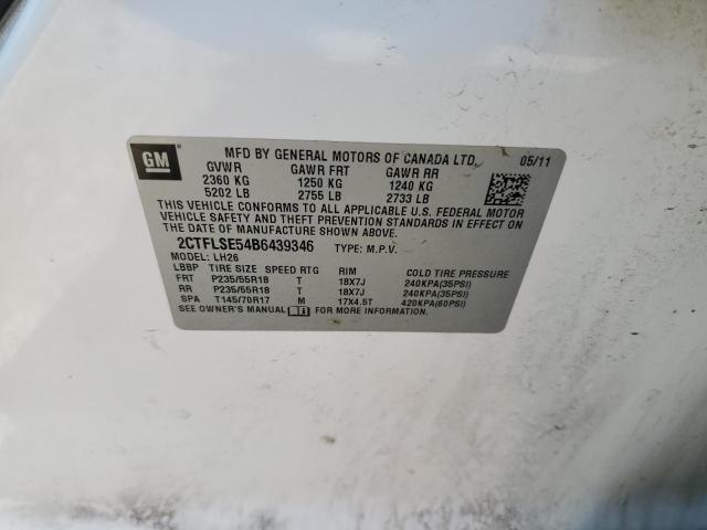 2CTFLSE54B6439346 - 2011 GMC TERRAIN SLE WHITE photo 13