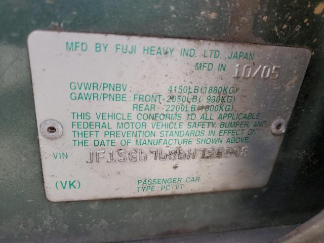 JF1SG67686H735598 - 2006 SUBARU FORESTER 2.5X LL BEAN GREEN photo 12