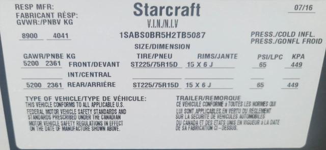 1SABS0BR5H2TB5087 - 2017 STARCRAFT TRAVELSTAR GRAY photo 10