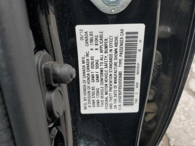 2HGFB2F95CH555680 - 2012 HONDA CIVIC EXL BLACK photo 12