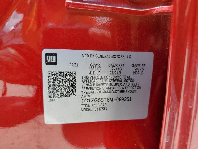 1G1ZG5ST6MF089351 - 2021 CHEVROLET MALIBU RS Червоний фото 12