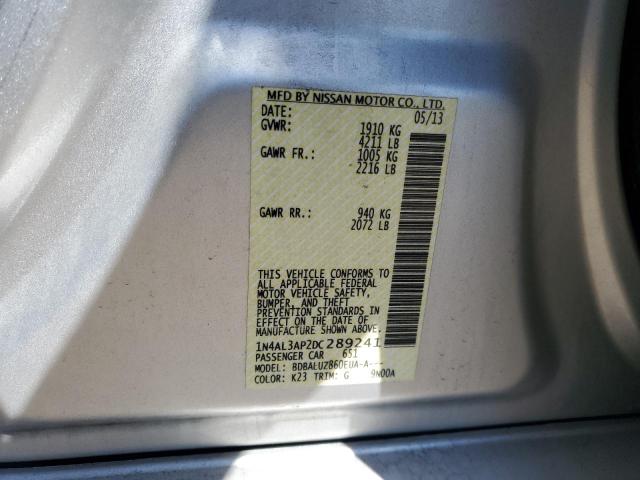 1N4AL3AP2DC289241 - 2013 NISSAN ALTIMA 2.5 SILVER photo 12