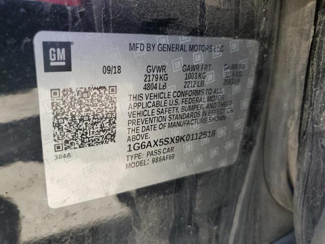 1G6AX5SX9K0112518 - 2019 CADILLAC CTS LUXURY Czarny zdjęcie 12