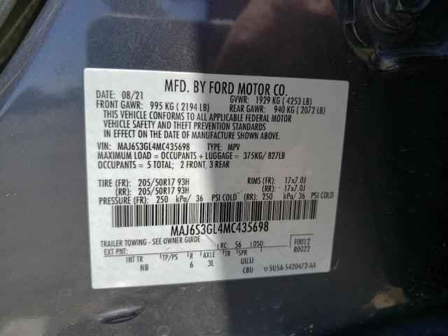 MAJ6S3GL4MC435698 - 2021 FORD ECOSPORT SE Boz foto 12
