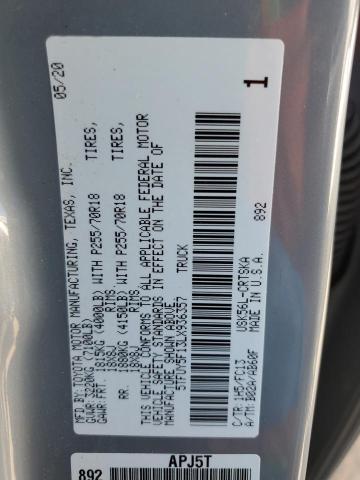 5TFUY5F13LX936357 - 2020 TOYOTA TUNDRA DOUBLE CAB SR/SR5 GRAY photo 12