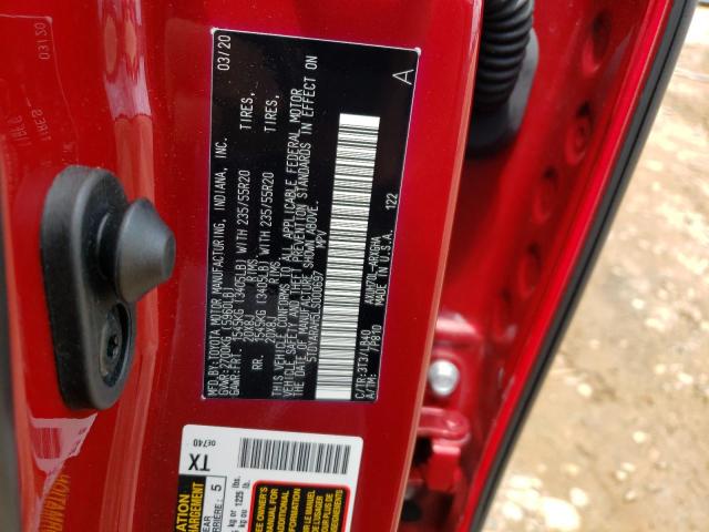 5TDYARAH5LS000697 - 2020 TOYOTA HIGHLANDER HYBRID LIMITED RED photo 12