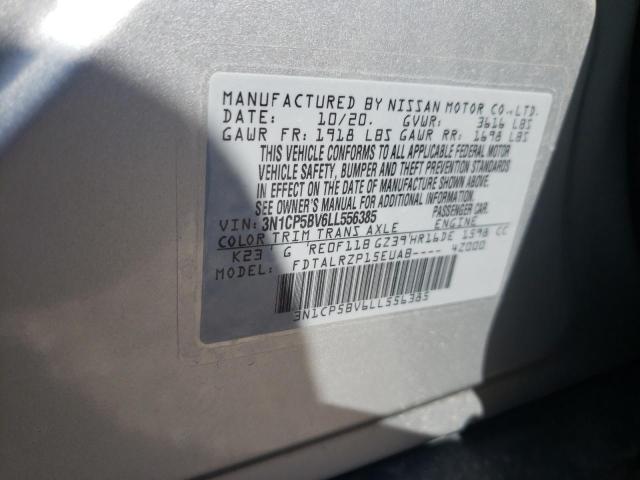 3N1CP58V6LL556385 - 2020 NISSAN KICKS S SILVER photo 12