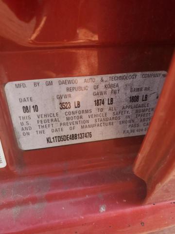 KL1TD5DE4BB137476 - 2011 CHEVROLET AVEO LS 红色 照片 12