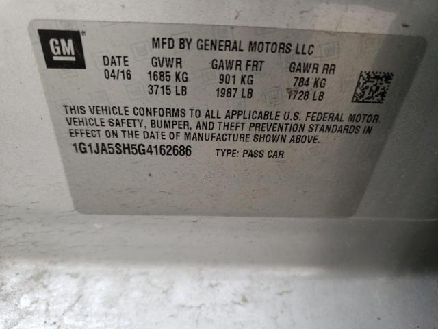 1G1JA5SH5G4162686 - 2016 CHEVROLET SONIC LS SILVER photo 12