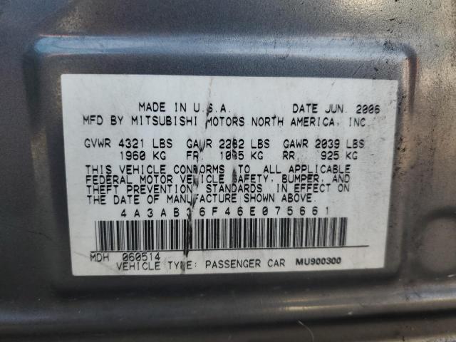 4A3AB36F46E075661 - 2006 MITSUBISHI GALANT ES MEDIUM GRAY photo 12