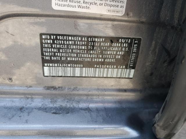 WVWDM7AJ9CW336009 - 2012 VOLKSWAGEN GOLF Մոխրագույն լուսանկար 12