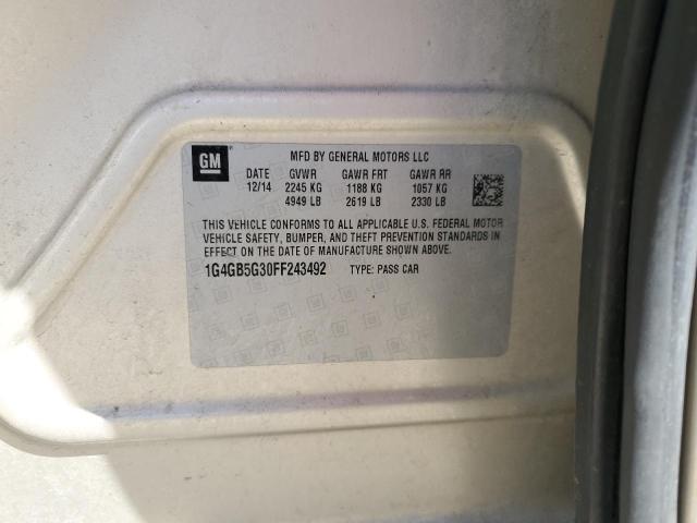 1G4GB5G30FF243492 - 2015 BUICK LACROSSE TAN photo 12