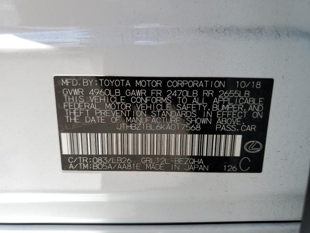 JTHBZ1BL6KA017568 - 2019 LEXUS GS 350 BASE WHITE photo 12