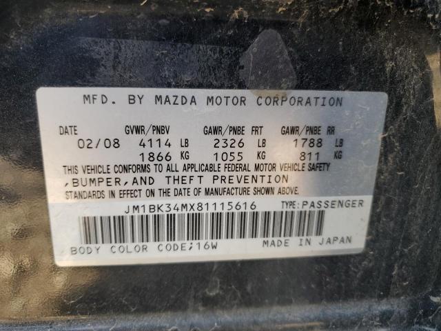 JM1BK34MX81115616 - 2008 MAZDA SPEED 3 BLACK photo 12
