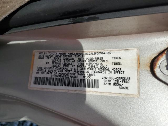 5TESN92N23Z270939 - 2003 TOYOTA TACOMA XTRACAB PRERUNNER ვერცხლისფერი ფოტო 13