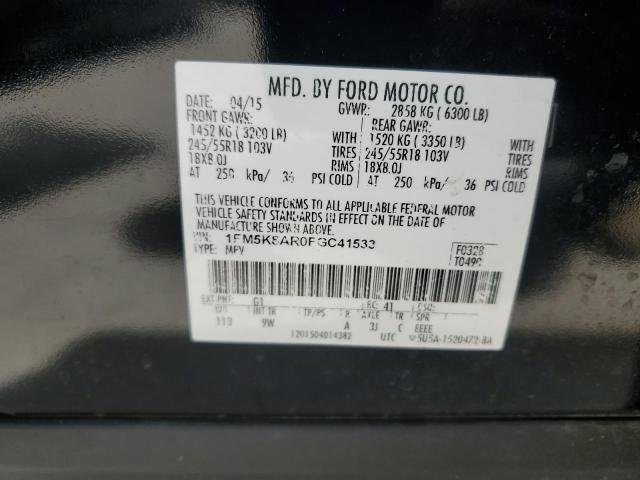 1FM5K8AR0FGC41533 - 2015 FORD EXPLORER POLICE INTERCEPTOR BLACK photo 13