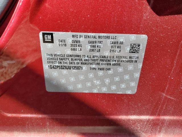 1G4ZP5SZ8JU125071 - 2018 BUICK LACROSSE ESSENCE 红色 照片 10