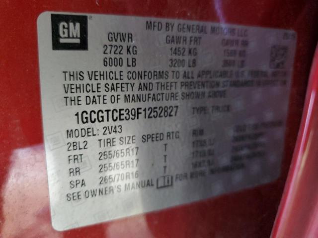 1GCGTCE39F1252827 - 2015 CHEVROLET COLORADO Z71 RED photo 13