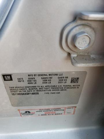 1G11H5SAXDF148605 - 2013 CHEVROLET MALIBU LTZ ვერცხლისფერი ფოტო 12