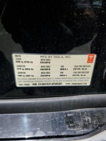 5YJSA1E21JF285381 - 2018 TESLA MODEL S BLACK photo 13