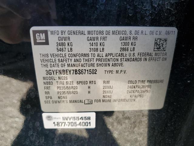 3GYFNBEY7BS671502 - 2011 CADILLAC SRX PERFORMANCE COLLECTION Czarny zdjęcie 13