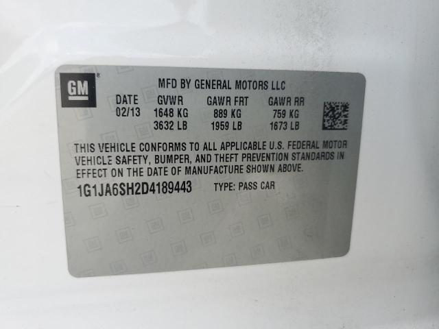 1G1JA6SH2D4189443 - 2013 CHEVROLET SONIC LS WHITE photo 12