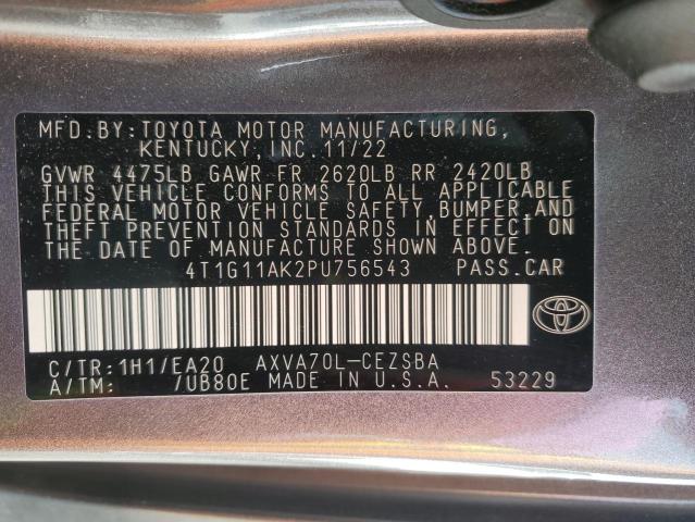 4T1G11AK2PU756543 - 2023 TOYOTA CAMRY SE NIGHT SHADE GRAY photo 12