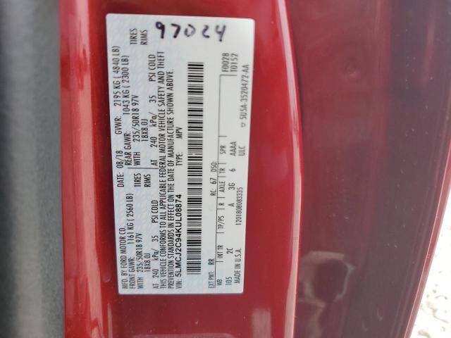 5LMCJ2C94KUL08874 - 2019 LINCOLN MKC SELECT 红色 照片 12