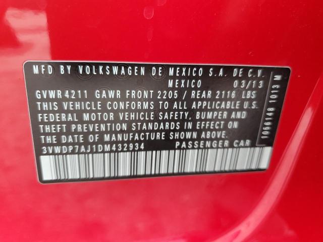 3VWDP7AJ1DM432934 - 2013 VOLKSWAGEN JETTA SE RED photo 13