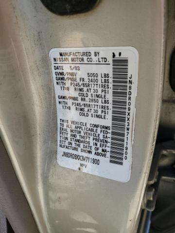JN8DR09XX3W711900 - 2003 NISSAN PATHFINDER LE ოქროსფერი ფოტო 13