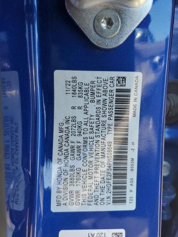 2HGFE2F54PH508649 - 2023 HONDA CIVIC SPORT 蓝色 照片 12